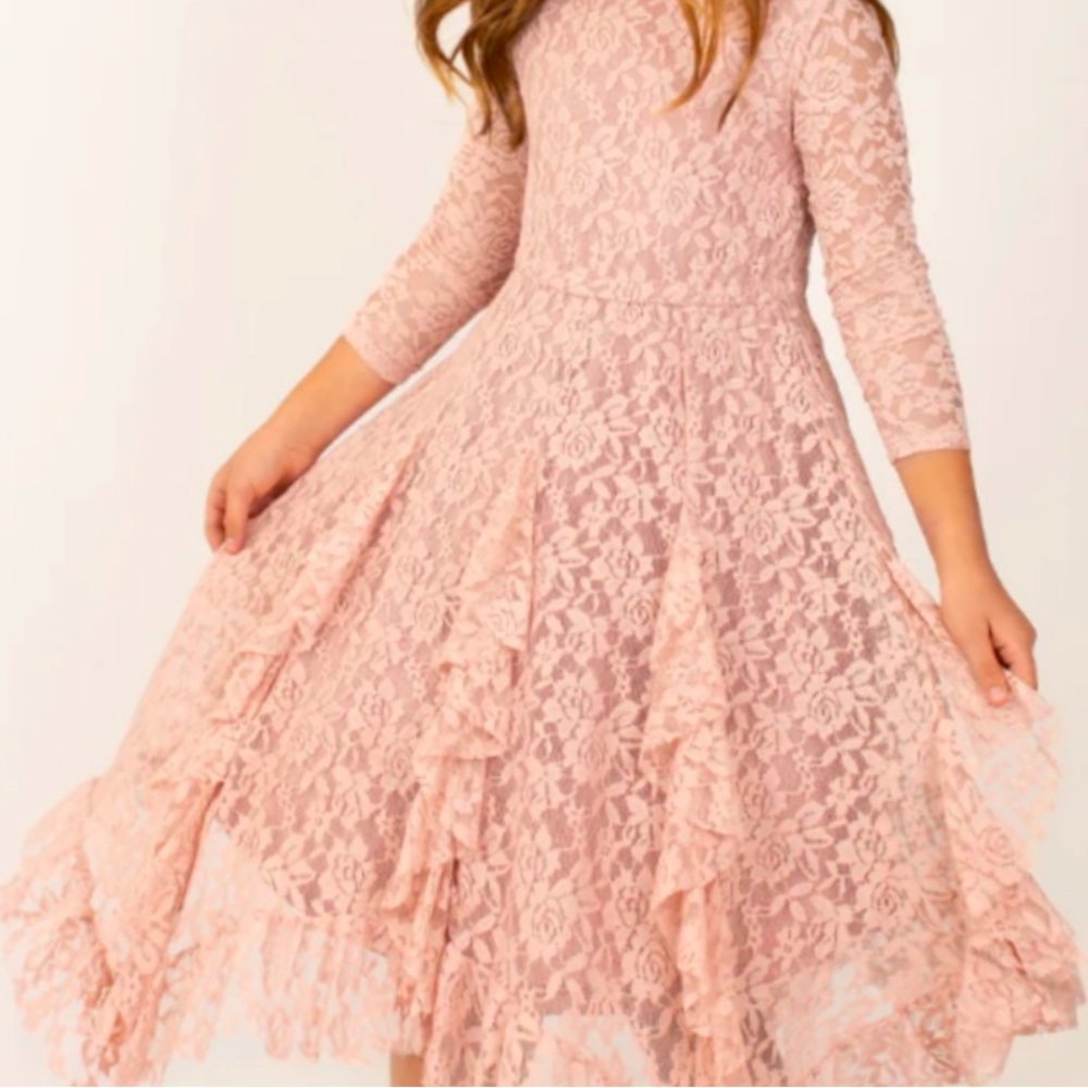 NWT Joyfolie Sandy Lace Dress in Rose- Girls 14
